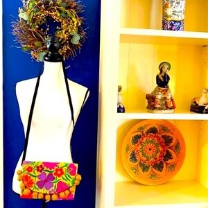 Adorable Embroidered Floral and Tassel Bag